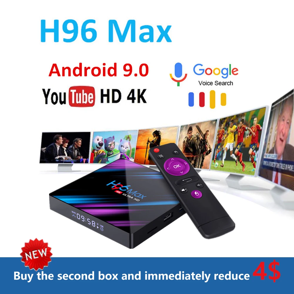 H96 MAX RK3318 Смарт ТВ приставка Android 9,0 4 GB ram dazn 4 K WiFi медиаплеер Google play usb 3,0 Assistent Youtube 4 K ТВ приставка