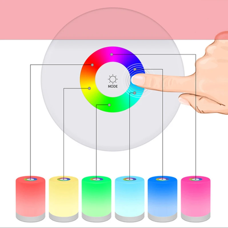 Новый светодиодный ночник RGB цветная лампа портативный сенсорный Ночной
