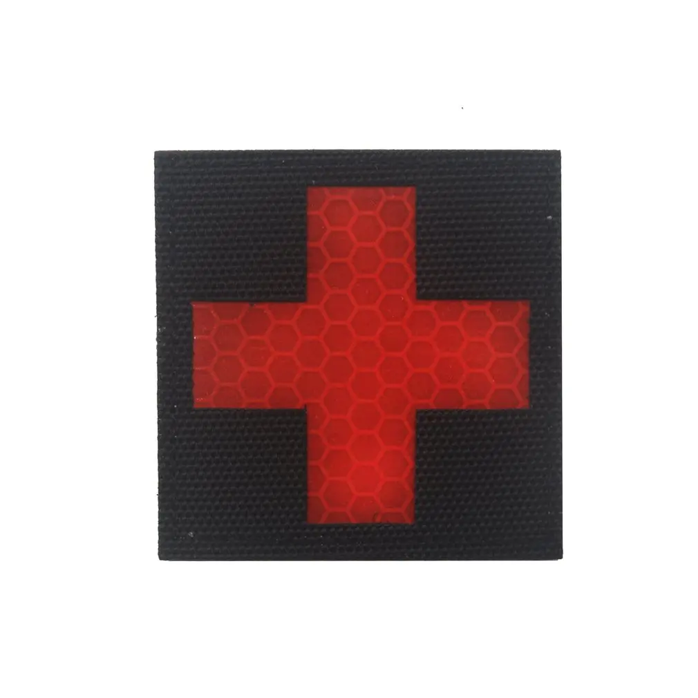 Black red Светоотражающие медик патчи Тактический медицинские пластыри крюк-застежкой бэк крест медицинских аварийно-спасательных ИК глава светоотражающие липучки пакет - Цвет: Black red