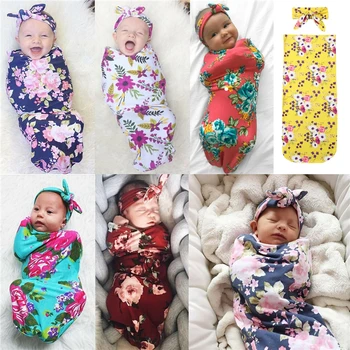 

2019 New 2Pcs Floral Swaddle Blanket Newborn Baby Infant Stroller Wrap Sleeping Bag