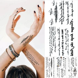 Handwriting Transferable Waterproof Temporary Tattoo Stickers English Word Arabic Letter Sanskrit Body Art Arm Tattoos Women Men