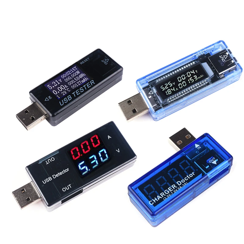Digital USB Voltmeter and Ammeter with LCD Display - Power and Battery Capacity Tester