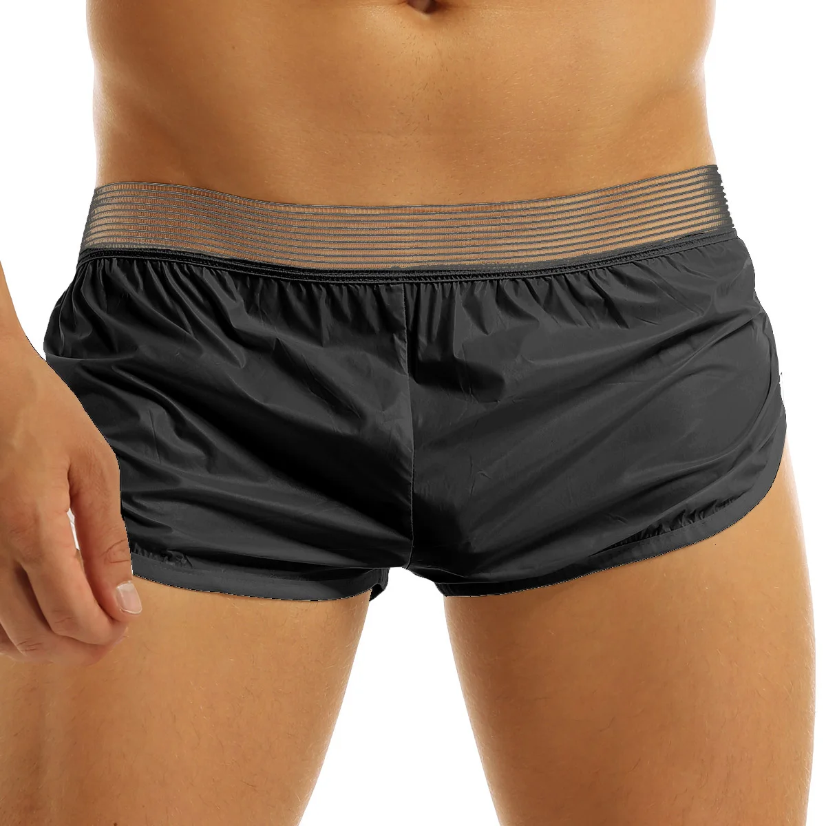 Facilite les achats Meilleur prix Homme Short Cuir vernis Entrejambe à glissière Pantalon court