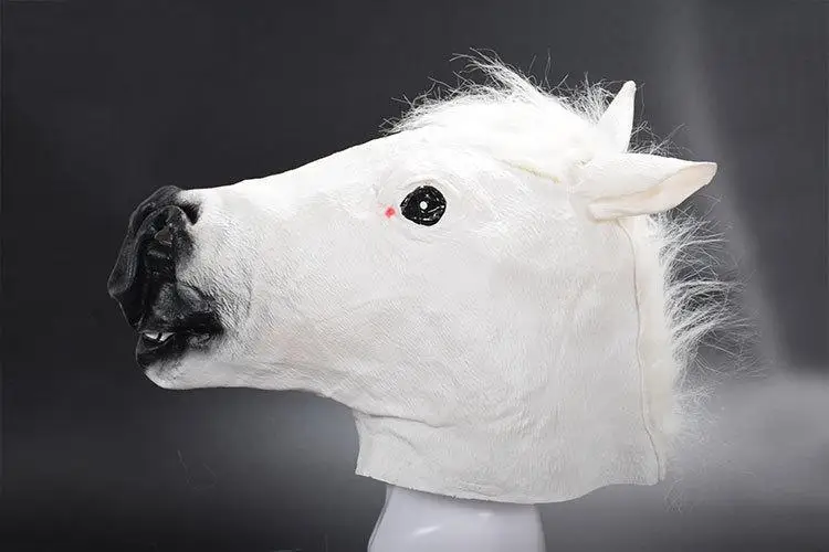 Party Cosplay Silicone Horse Head Mask Halloween Mask Prop Style Toys Scary Mask Masquerade Masks Party Supplies Party Favors - Цвет: 02