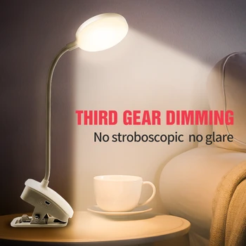 

DuuToo 3 Colors Portable Table Lamp Led Desk Lamp Touch Clip Study Lamps Desktop USB Reading Table Light Rechargeable Battery