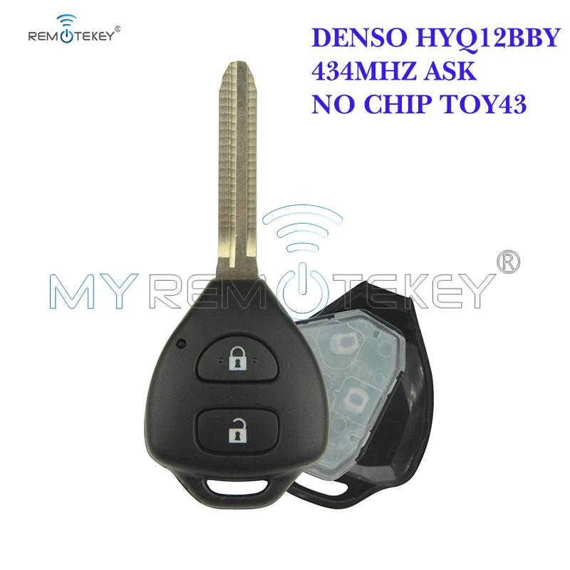 Remtekey Remote Key Hyq12bby 2 Button 434Mhz toy43 Without Chip For Toyota Camry Corolla 2004 2005