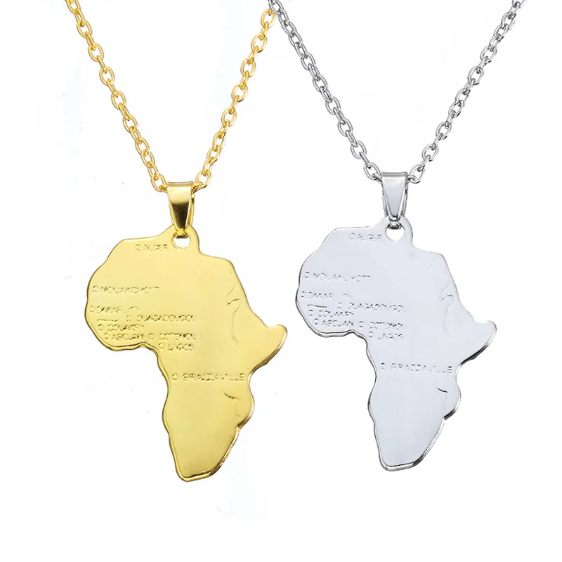 

Color Pendant & Chain African Map Hiphop Gift