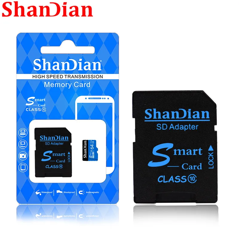 High Quality SHANDIAN Memory Card Class 10 Smart SD Card 8GB 16GB 32GB 64GB 128GB Smart Mini TF Card with Retail Package