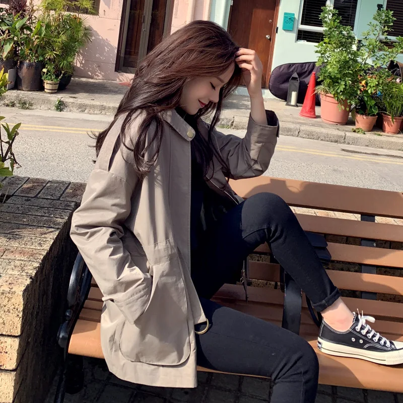 

Trench Coat Women's Short 2019 Spring And Autumn New Style Korean-style Loose-Fit Slimming Short CHIC Students Retro Workwear Co
