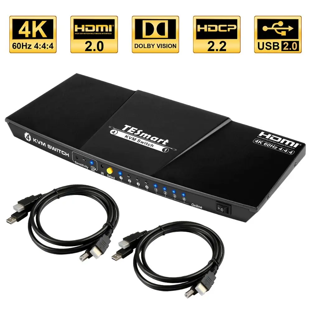 Tesla Smart HDMI 4K @ 60 Гц высококачественный hdmi KVM переключатель 4 порта USB поддержка