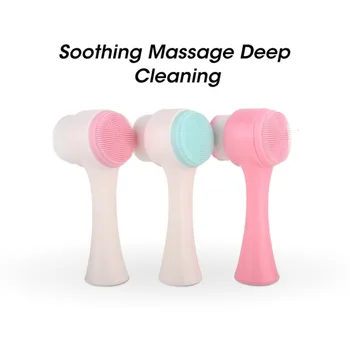 

3D Scrub Face Wash Brush Double-Sided Silicone Cleansing Instrument Blackhead Deep Clean Tool Manual Soft Hair Cleaner