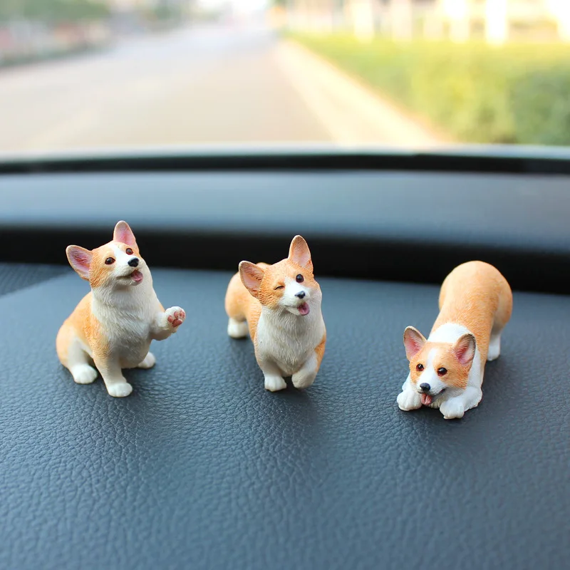 Miniature figurine model mini animal Corgi dog simulation dog resin figure  for kids home decoration accessories children gifts