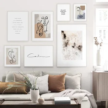 

Abstract Color Block Woman Beige Stained Wall Art Canvas Painting Nordic Posters Wall Pictures Living Room Home Decoration