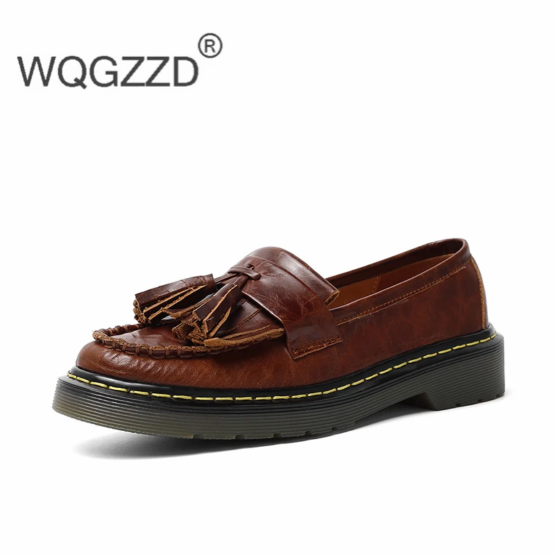 Женская обувь на платформе с бахромой; женские туфли-оксфорды из натуральной кожи на плоской подошве; женские лоферы; chaussures femme