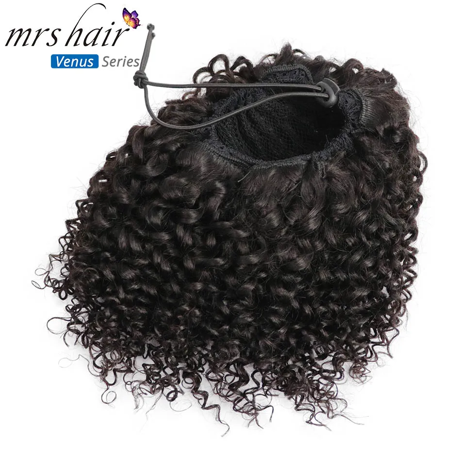 Cena MRSHAIR Afro perwersyjne kręcone Ponytails Puff dziewiczy włosy dla czarnych kobiet włosy 4b 4c Coily sznurek Perruque Afro Cheveux klip w