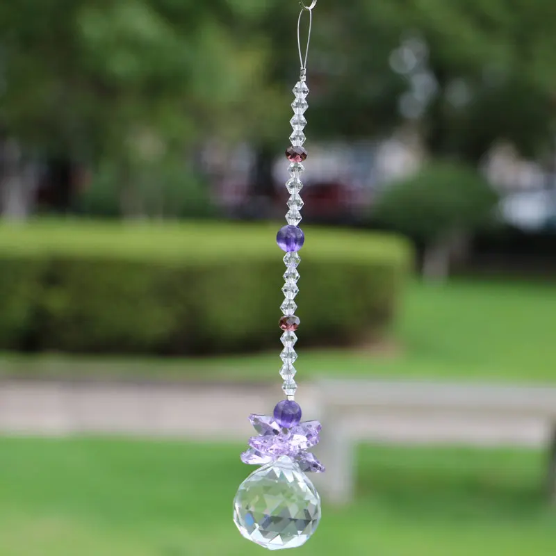 purple 10 шт./лот K9 хрустальный шар чакра Suncatcher призмы Подвески ручная работа Висячие Подвески Радуга производитель - Цвет: purple