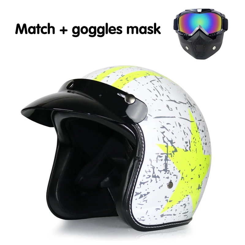 Мото rcycle шлем для мужчин и женщин cascos классический ретро 3/4 открытый шлем capacete половина шлем cascos para moto - Цвет: b5