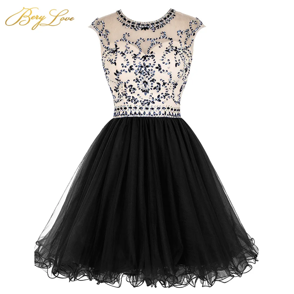 BeryLove Royal Blue Short Homecoming Dress 2021 Crystal Bodice Ruffle Skirt Colorful Short Gown Girl Party Prom Graduation Dress