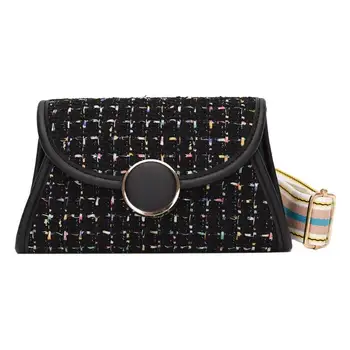 

Fashion Woolen Women Crossbody Bag Striped Shoulder Strap Messenger Bags