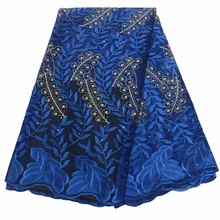 Новейшая синяя французская кружевная ткань с камнями африканская кружевная ткань высокого качества африканская ткань нигерийские кружевные ткани