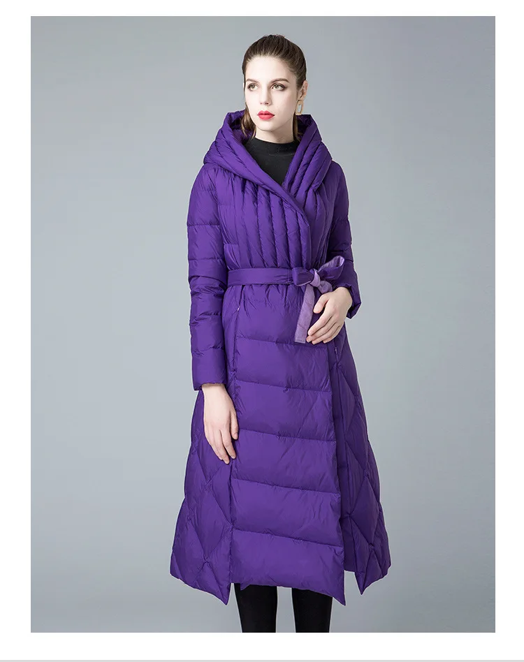 Winter New Style WOMEN'S Dress-Style White Duck down Jacket WOMEN'S Coat Mid-length 8841217