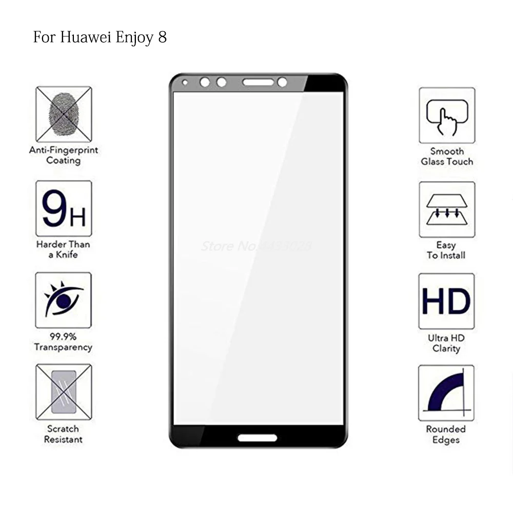 Tempered Phone Glass For Huawei Enjoy 8 Plus 8e 8plus Full Cover Screen Protector Enjoy8 Protective Film | Мобильные телефоны и