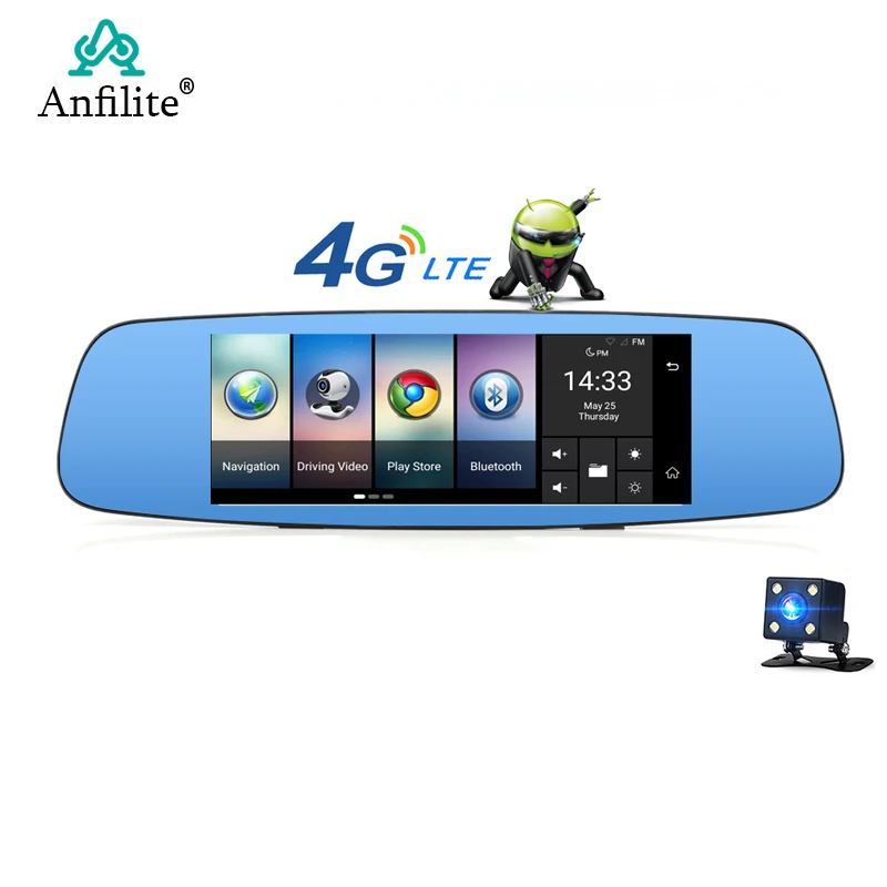 Anfilite 7 дюймов 4G Android 5,1 грузовик gps навигация Dash cam Видео привод рекордер зеркало заднего вида с Автомобильный видеорегистратор Камера - Размер экрана, дюймов: 4G with rear camera