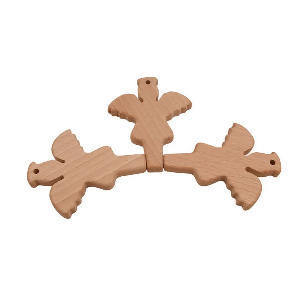 Baby Teether Safe Wooden Angel Teethers for Baby Infant Kids Chew Tooth Toys Baby Dental Care Strengthening Tooth Training