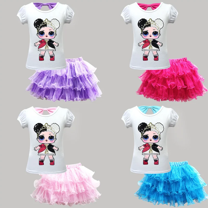 

2019 Spring Summer Girl Dress Short Sleeve Children Lol Dress Kids Mesh Tutu Dresses for Girls Toddler Fashion Lol Doll Clothes