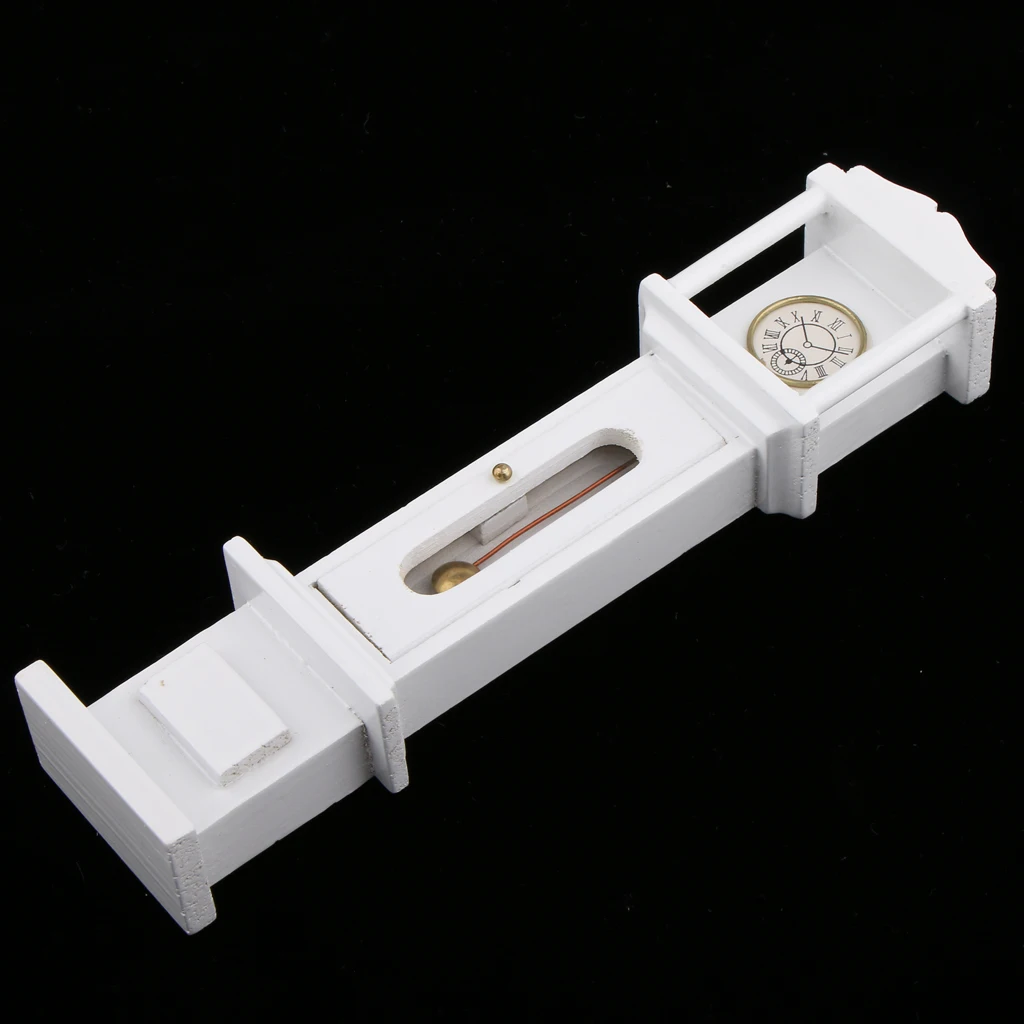 1/12 Dollhouse Miniature Room Furniture Vintage White Grandfather Clock