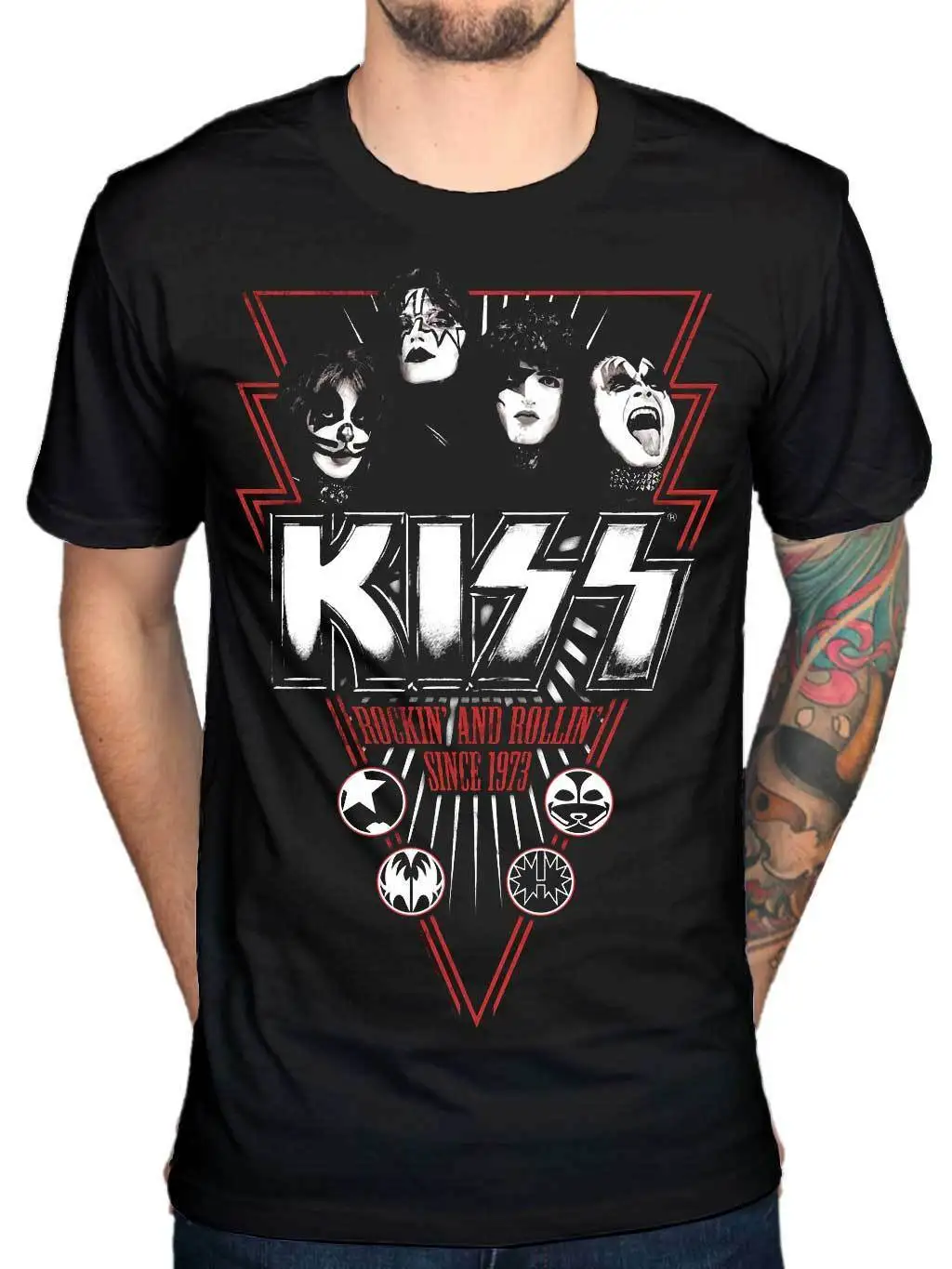 

Official Kiss Rockin & Rollin Since 1973 T Shirt KIss Army Rock Tour Merch Punk