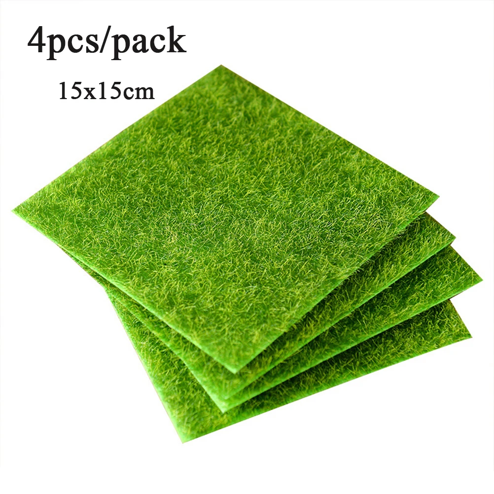 4pcs 15 X 15CM Lifelike Fairy Green Grass Artificial Miniature Ornament Lawn Garden Mini House Craft Pot | Дом и сад