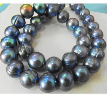 

Jewelry Free Shipping HUGE NATURAL SOUTH SEA 18"12MM GENUINE BLACK BLUE BAROQUE PEARL NECKLACE 925silver