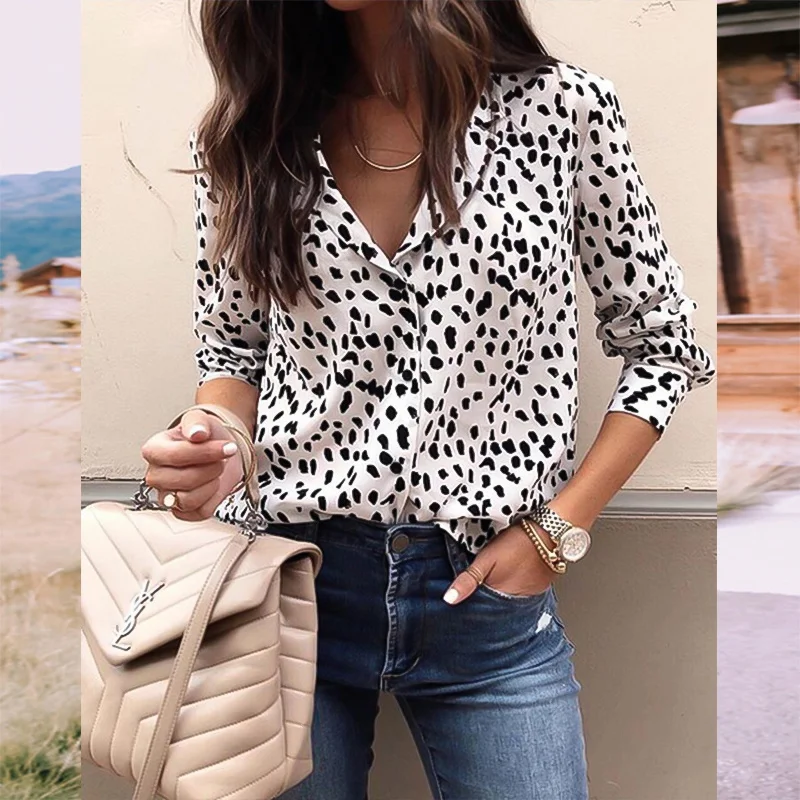 

Maternity Shirt Tops Autumn Printed Leopard Button Female Long-sleeved Shirt See Through Top Sexy Maternity Wear