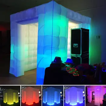 

2.55X2.55X2.55m Inflatable Air Photo Booth Professional Inflatable LED Photo Booth Tent Double Door Remote Control photobooth