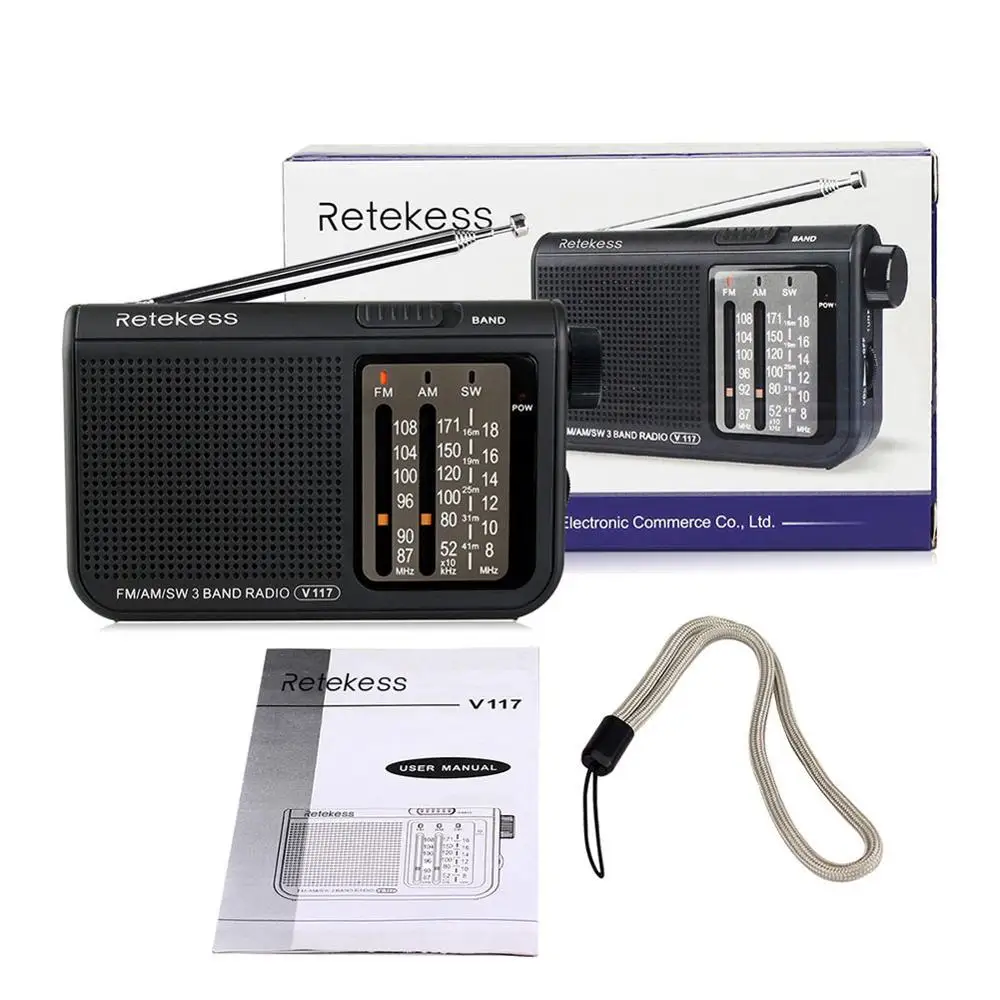 V117 Портативный 3 диапазонное радио AM FM маленький аварийный радиоприемник