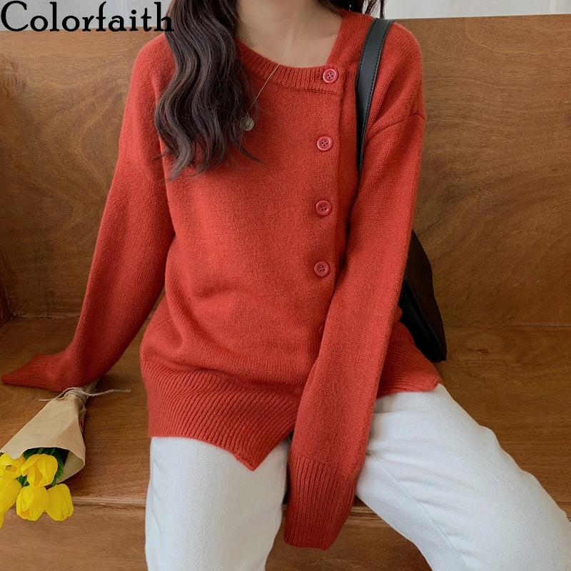 Colorfaith New 2019 Autumn Winter Women's Sweaters Casual Fashionable Minimalist Single Breasted Knitted Cardigans Tops SWC7513 |