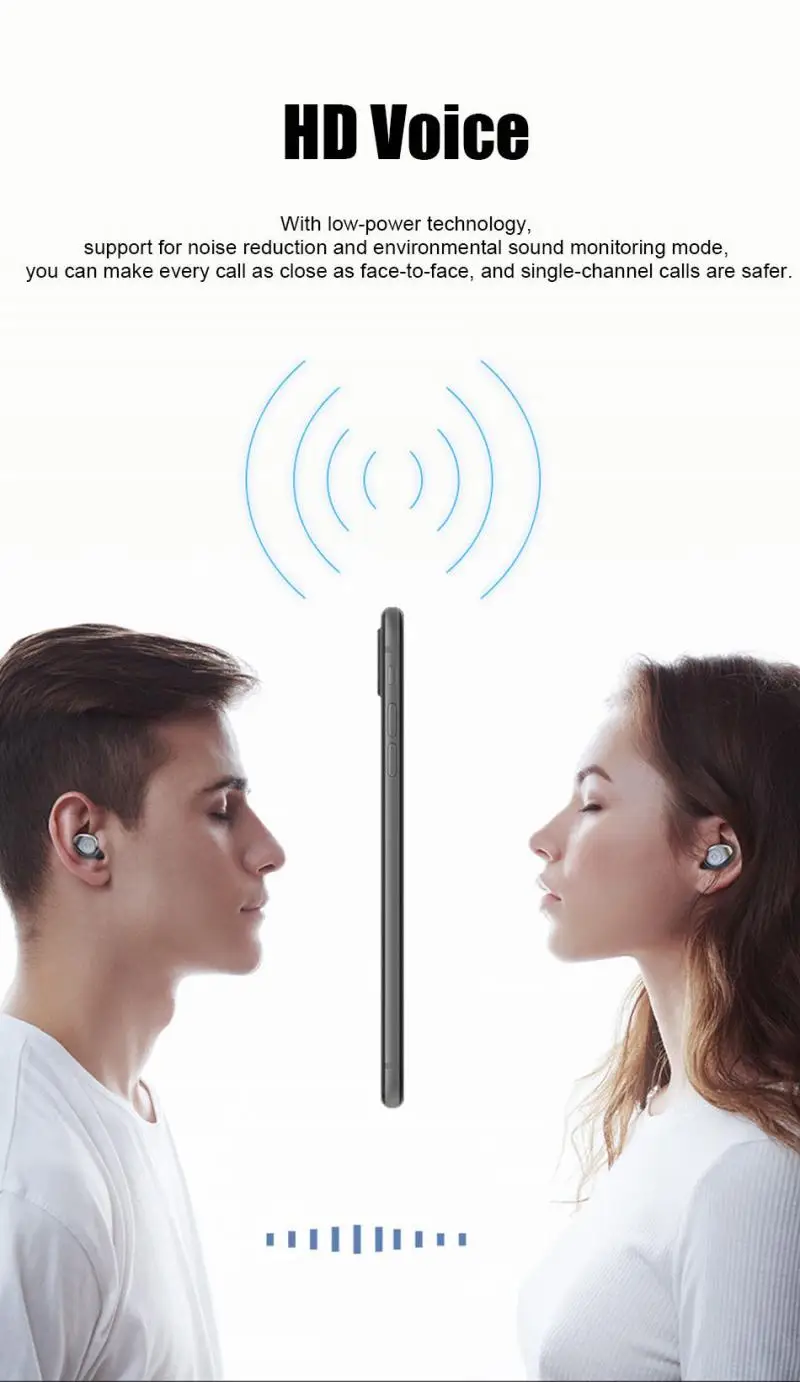 Беспроводные наушники Bluetooth V5.0 F9 TWS, беспроводные Bluetooth наушники, светодиодный дисплей с зарядным ящиком 2000 мАч с микрофоном