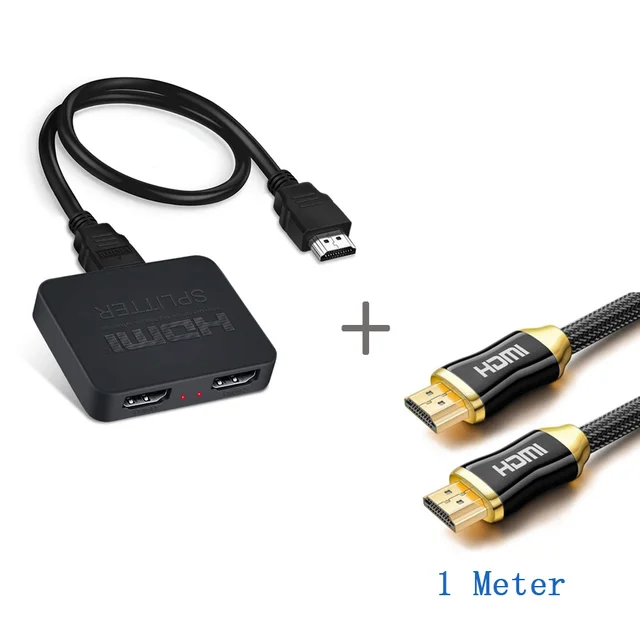 1x2 Switch Splitter HDMI-compatible 4k 60hz 1 in 2 Out for Dual Monitors Full HD 1080P 3D Come with High Speed HDMI Cable 1M