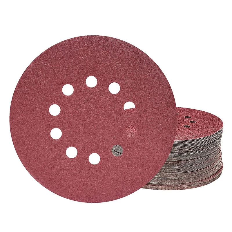 225mm Sanding Discs,25Pcs P120 Grit 10 Hole Round Sandpaper Pads,for