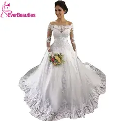 Vestido De Noiva 2019 свадебное платье с длинными рукавами с открытыми плечами фатиновое платье для свадьбы платье невесты роскошный