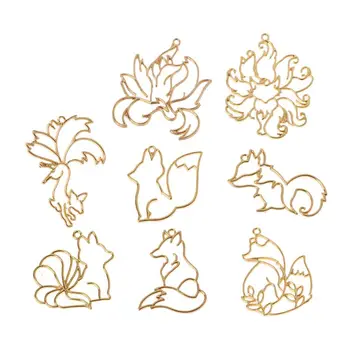 

8Pcs Gold Fox Animal Pendant Open Bezel Setting UV Resin Frame Jewelry Making