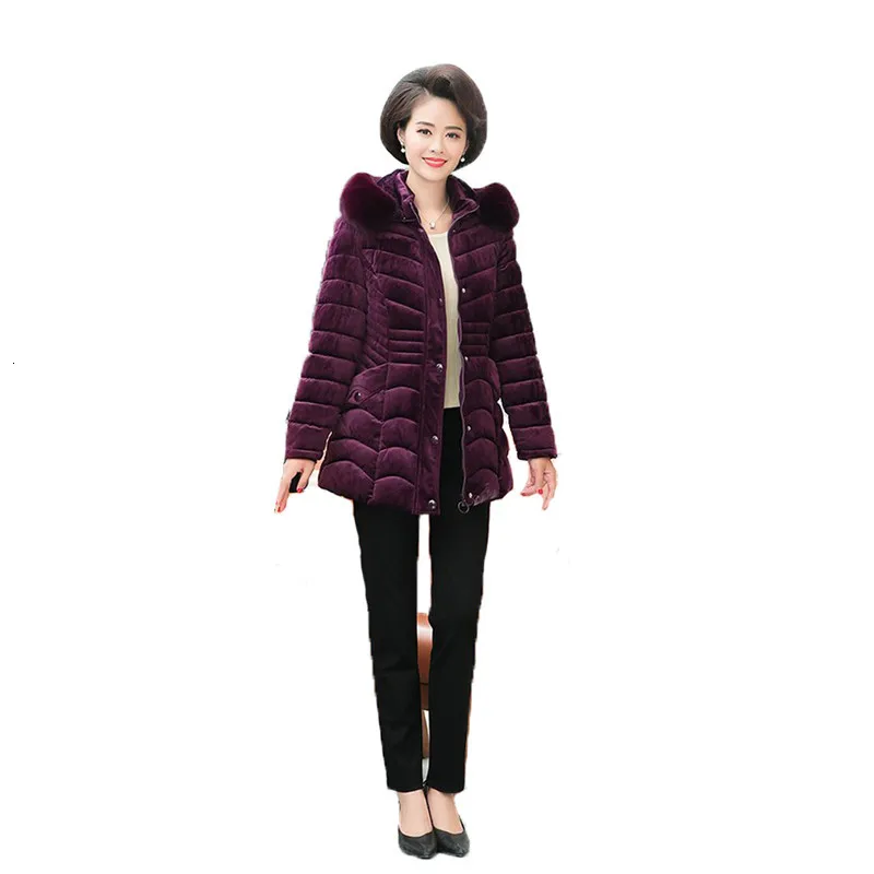 Зимняя парка, пальто для женщин фиолетового цвета, винно-Красного цвета размера плюс, верхняя одежда, куртка 2019, новинка, длинный рукав, с