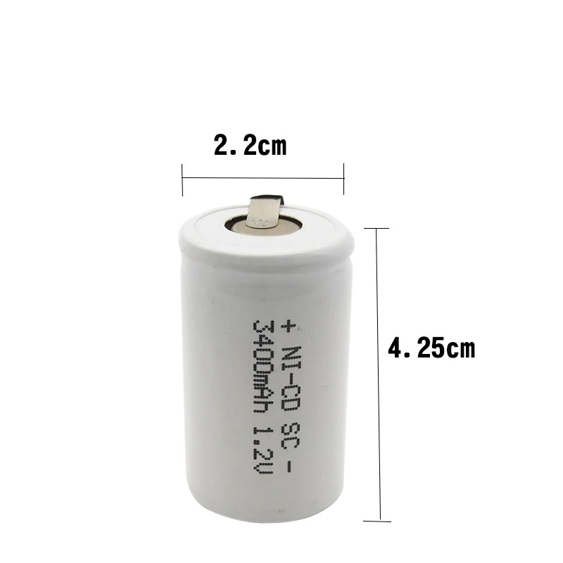 15 шт. SC 3400MAH 1 2 V аккумуляторная батарея 4/5 Sub C Ni cd с заварочными вкладками для