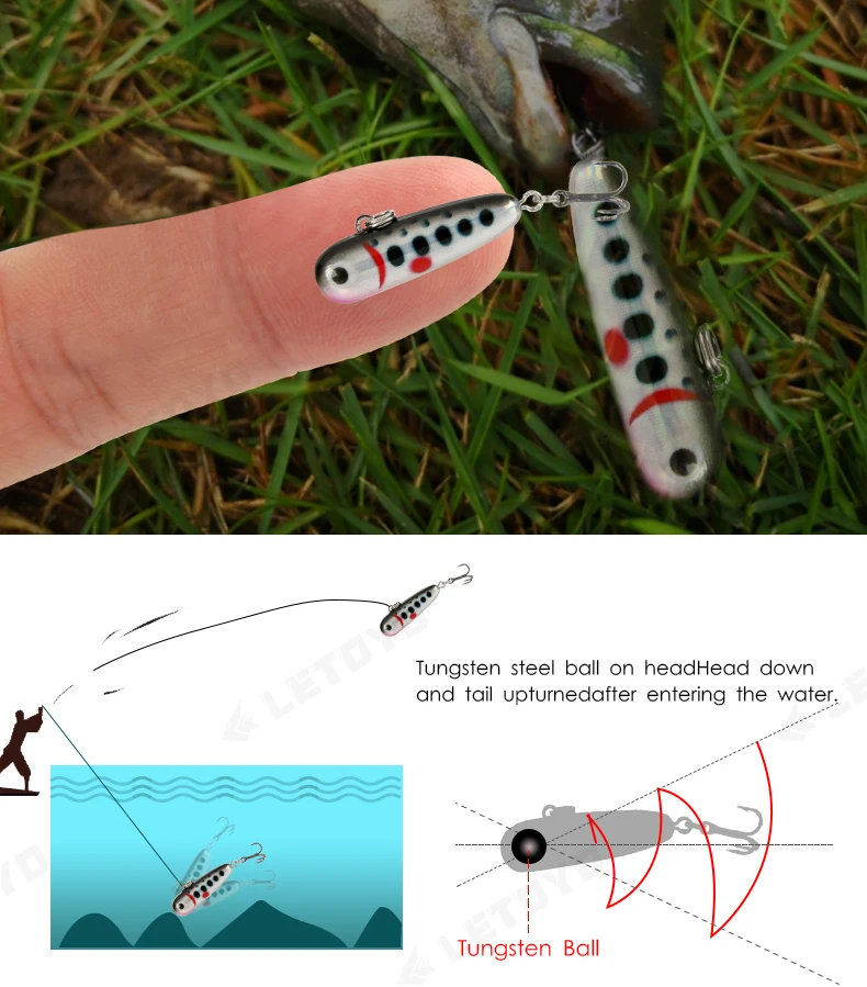 LETOYO 2.3g/2.8g 30mm Mini Sinking Pencil Lure With Tungsten Beads Micro Fishing Bait For Trout Salmon Freshwater Stream Wobbler LETOYO 2.3g/2.8g 30mm Mini Sinking Pencil Lure With Tungsten Beads Micro Fishing Bait For Trout Salmon Freshwater Stream Wobbler