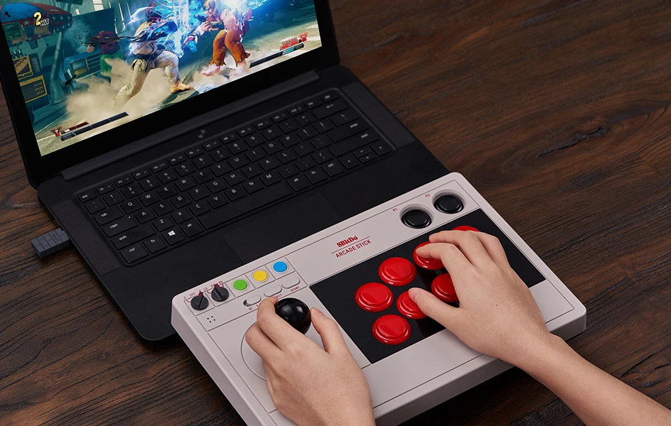 8Bitdo Arcade Stick Support Wired, Wireless Bluetooth and 2.4G with Receiver for Nintendo Switch Windows
