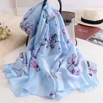 

Chinese quality Silk Four Seasons Women New style Print nice scarf Popular silk Headscarf Lady Sunscreen Beach Fashion Shawl