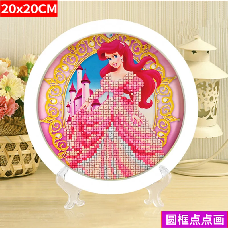 

Round Frame Dotted Painting with Stand National Day Gift Box Gift Shopping Mall/shopping Centers Hand Workshop Similar to Full o