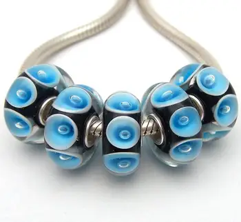 

JGWG1962 5X 100% Authenticity S925 Sterling Silver Beads Murano Glass beads Fit European Charms Bracelet diy jewelry Lampwork