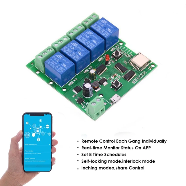 WiFi Switch Ewelink App Smart Life Remote Control Wireless Smart Switch Modul Self-locking interlock remote control 4-way relay 5